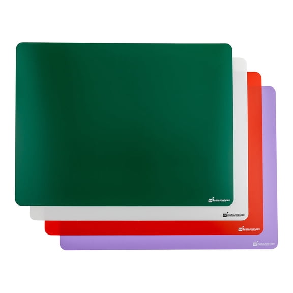 Chef 101 Rectangle Assorted Plastic Flexible Cutting Board / Chopping Mat Set - Includes 4 Mats - 24" x 18" - 1 count box