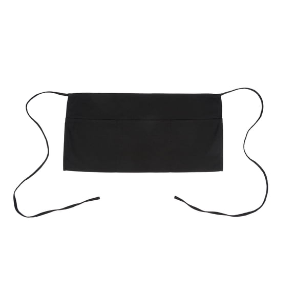 Restaurantware-Chef 101 Waist Aprons, 100 Server Aprons With 3 Pockets - Half Waist, Machine Washable, Black Poly-Cotton Unisex Apron, For Hotel, Bar, Cafe, Salon, Restaurant, Spa, Florist, And More