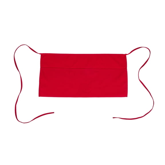 Restaurantware-Chef 101 Waist Aprons, 100 Server Aprons With 3 Pockets - Half Waist, Machine Washable, Red Poly-Cotton Unisex Apron, For Hotel, Bar, Cafe, Salon, Restaurant, Spa, Florist, And More