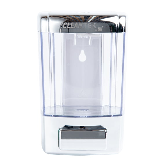 Restaurantware-Clean Tek Professional 23.7 Ounce Manual Soap Dispenser, 1 Wall-Mountable Soap Dispenser - With Security Key, Clear Plastic Refillable Soap Dispenser, Push Mechanism, Transparent Tank