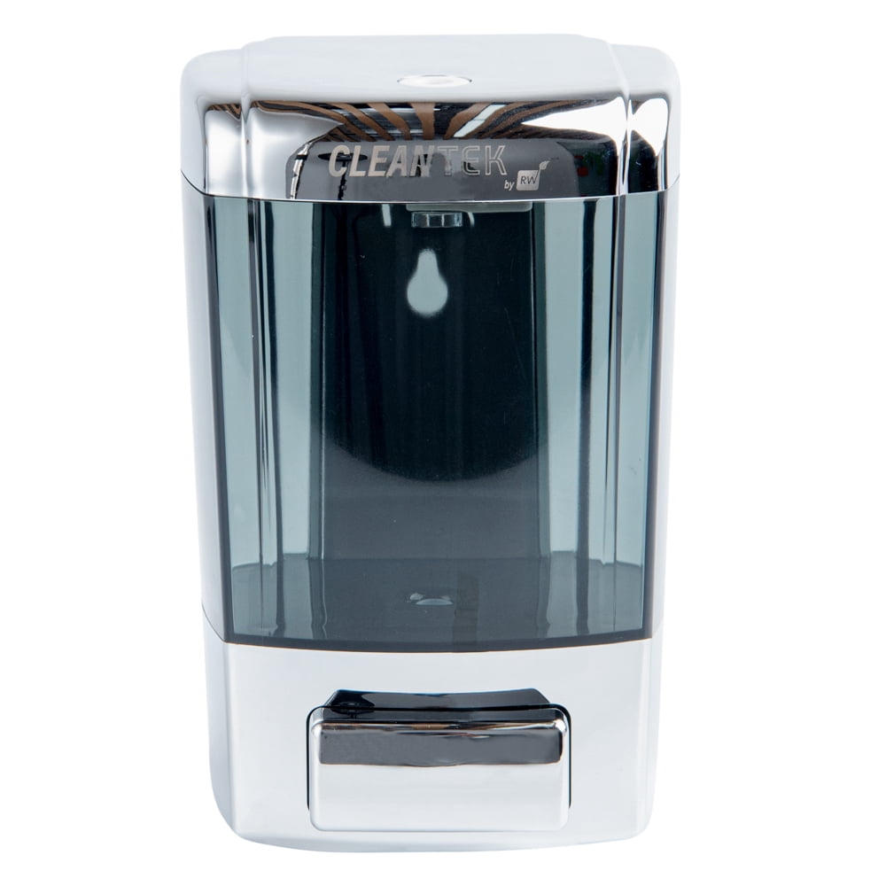 Restaurantware-Clean Tek Professional 23.7 Ounce Manual Soap Dispenser, 1 Wall-Mountable Soap Dispenser - Security Key, Gray Plastic Refillable Soap Dispenser, Push Mechanism, Transparent Tank