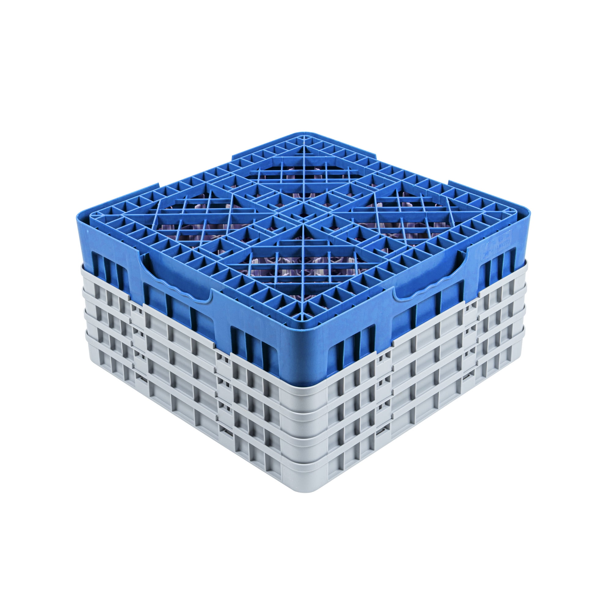 Restaurantware Clean Tek Professional 49-Compartment Glass Rack Heavy-Duty with 1 Full Drop Extender and 3 Half Drop Extenders Blue Glass Storage Organizer Rack for Restaurants, and Bars