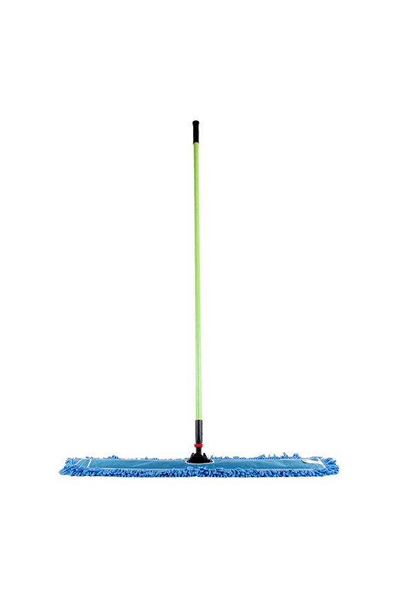 Clean Tek Professional Blue Cotton-Poly Blend Dust / Dry Mop - with 64" Handle - 59 3/4" x 5" - 1 count box