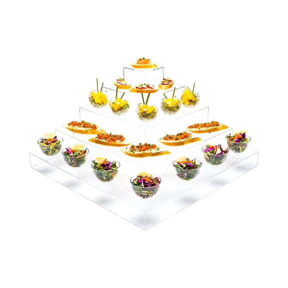 Restaurantware-Clear Tek 19.7 x 19.7 x 9.8 Inch Dessert Tower Stand, 1 Pyramid Cupcake Holder For Parties - 5-Tiers, Sturdy, Clear Acrylic Wedding Cupcake Stand, Serve Appetizers Or Hors D'oeuvres