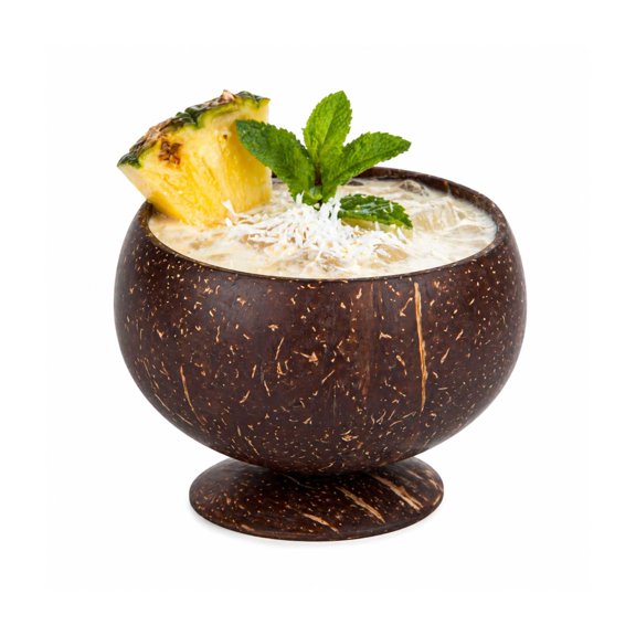 Coco Casa 10 oz Handmade Coconut Cocktail Coconut Cup - 4" x 4" x 3 1/4" - 4 count box