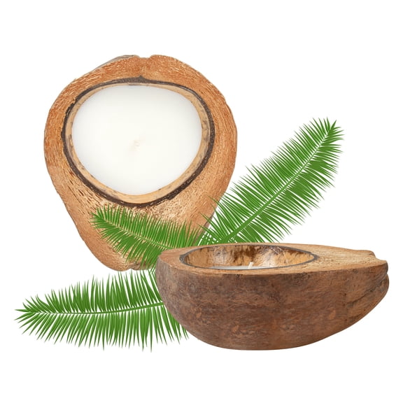 Restaurantware-Coco Casa 6.5 x 2.5 Inch Coconut Shell Candle, 1 Hand Poured Coconut Bowl Candle - Jasmine Fragrance, Double Wax Blend, Soy Wax Scented, Wooden Wick,