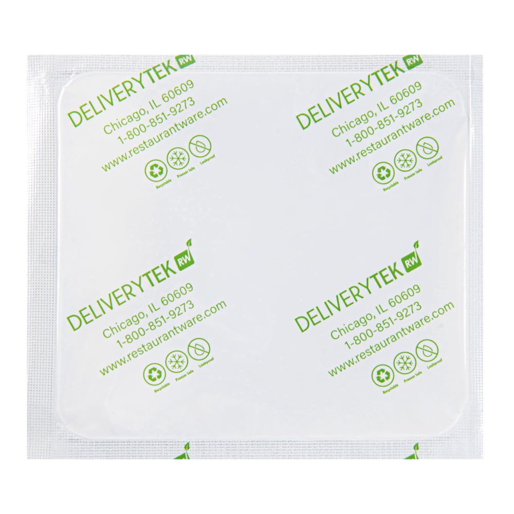 Restaurantware-Delivery Tek 5.1 x 4.5 Inch Shipping Ice Packs, 100 Durable Cold Packs - Easy-To-Use Design, Leakproof, Plastic Dry Ice Packs , Reusable, For Frozen Meat, Vegetables, or Beverages