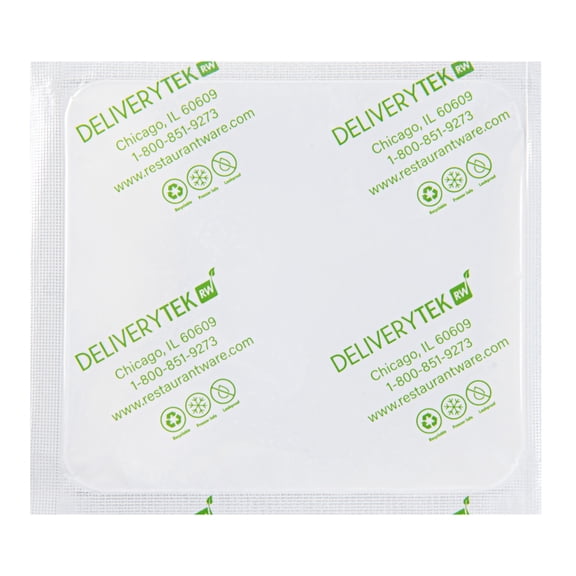 Restaurantware-Delivery Tek 5.1 x 4.5 Inch Shipping Ice Packs, 100 Durable Cold Packs - Easy-To-Use Design, Leakproof, Plastic Dry Ice Packs , Reusable, For Frozen Meat, Vegetables, or Beverages