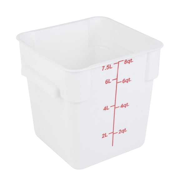 Met Lux 6 qt Square Translucent Plastic Food Storage Container - with Red Volume Markers - 9" x 9" x 7 1/2" - 10 count box