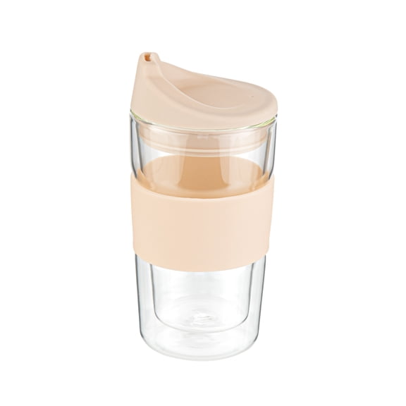 Restaurantware - Forma Professional 11.8 Ounce Insulated Travel Mugs, 10 Double Wall Coffee Mugs - Includes Lids And Sleeves, Reusable, Clear Borosilicate Glass Tumblers, Dishwashable, Microwavable