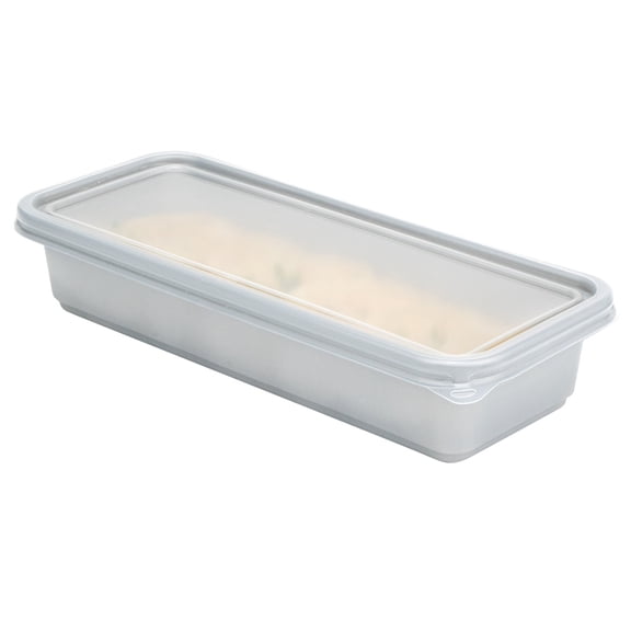 Futura 20 oz Silver Plastic Wide 2-Compartment Catering Container - with Clear Lid, Microwavable - 8 3/4" x 3 3/4" x 1 3/4" - 100 count box