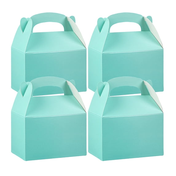 Restaurantware Gable Gift Boxes Pack of 100 Paper Treat Boxes 6 x 3.5 x 3.5 Inches With Window, Disposable Blue and White Containers, Freezer-safe, For Weddings or Birthdays