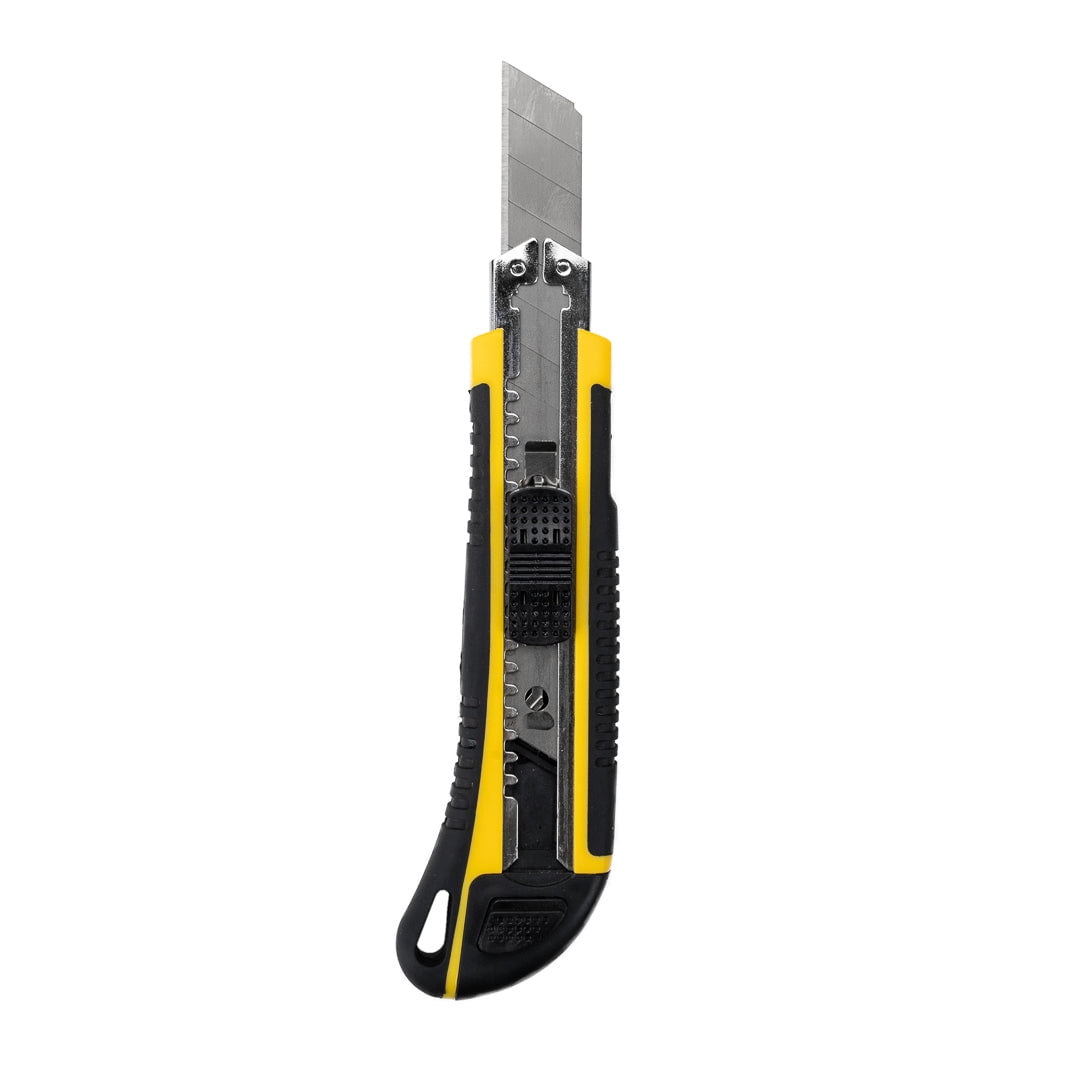Restaurantware-Handy Tek 6.7 Inch Utility Knives, 4 Heavy Duty Box Knives - Retractable, Built-In Lock, Yellow Plastic Box Cutters, Sharp Blade, For Opening Boxes And Packages