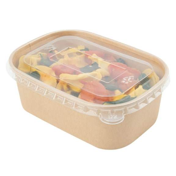 Bio Tek Oval Kraft Paper Lid - Fits Serving Container - 100 count box