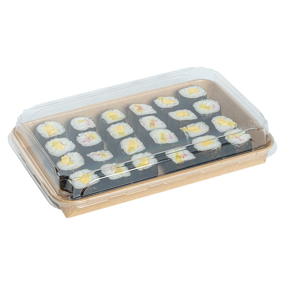 Matsuri Vision Clear PET Plastic Lid - Fits 6 oz Sushi Container, Anti-Fog - 100 count box