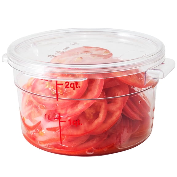 Met Lux Round Clear Plastic Food Storage Container Lid - Fits 2 and 4 qt - 7 1/4" x 7 1/4" x 1/2" - 10 count box