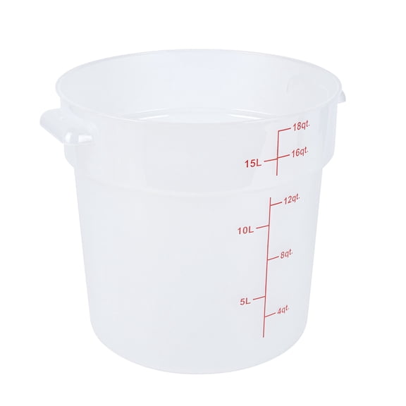 Met Lux 12 qt Round White Plastic Food Storage Container - with Red Volume Markers - 12 1/4" x 12 1/4" x 8" - 10 count box