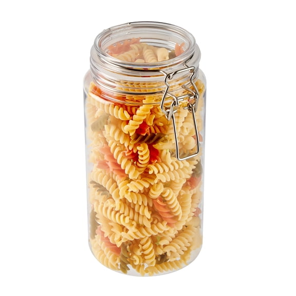 Met Lux 32 oz Round Clear Plastic Storage Jar - with Hinged Lid - 3 3/4" x 3 3/4" x 7 1/4" - 2 count box