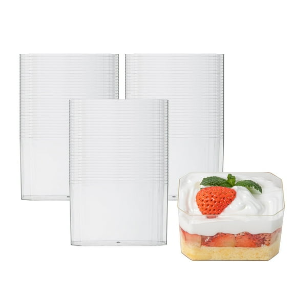 Mini Serve 4 oz Round Clear Plastic Dessert Cup - Fluted - 3'' x 3'' x 1 1/2'' - 100 count box