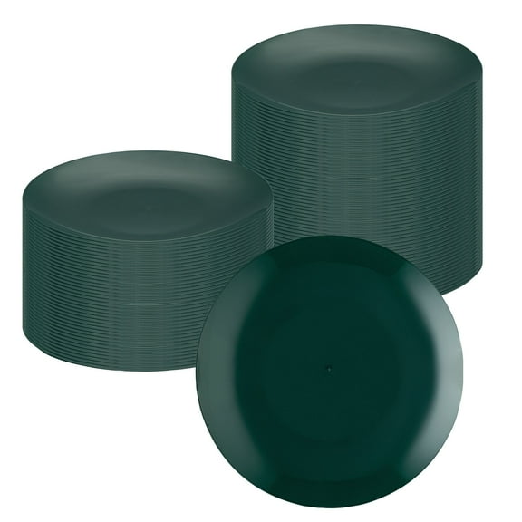 Moderna Round Forest Green Plastic Plate - 10 1/4" x 10 1/4" x 3/4" - 40 count box