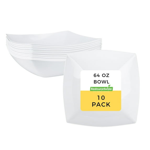 Moderna 32 oz Square Black Plastic Bowl - 7 3/4" x 7 3/4" x 2 1/4" - 10 count box