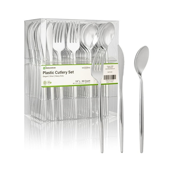 Moderna Gold Plastic Cutlery Set - with Black Handle - 7 1/2" - 60 count box