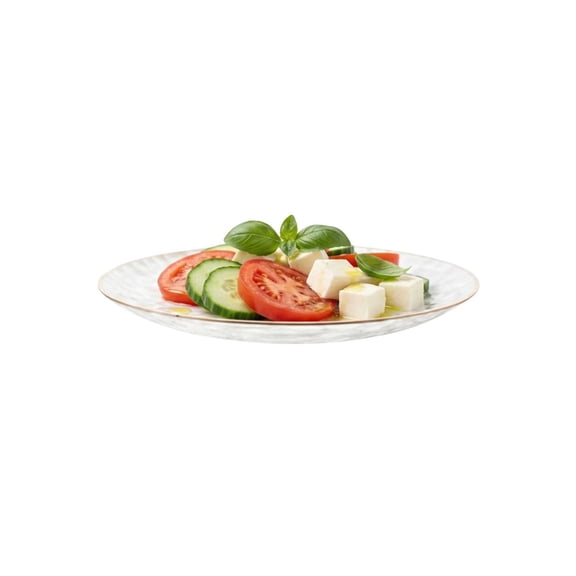 Restaurantware-Moderna 7.5 Inch Premium Disposable Plates, 40 Durable Plastic Plates For Parties - Gold-rimmed, Heavy-duty, Clear Plastic Dinner Plate, For Warm And Cold Foods, Ideal For Restaurants