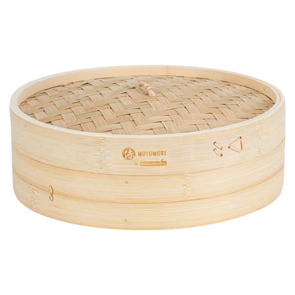 Restaurantware-Motomori 10 Inch Bamboo Steamer Set, 10 Reusable Dumpling Steamers - Includes 1 Lid And 1 Tier, Durable, Bamboo Asian Steamer Baskets, For Steaming Vegetables, Meats, And More