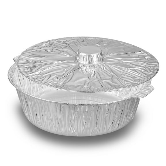 Foil Lux 4 qt Aluminum Foil Pot - with Lid - 11 1/2" x 10 1/4" x 4 3/4" - 10 count box