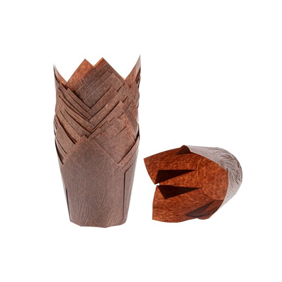 Panificio 4 oz Orange Paper Tulip Baking Cup - Greaseproof - 3 1/2" x 3 1/2" x 3 1/2" - 200 count box