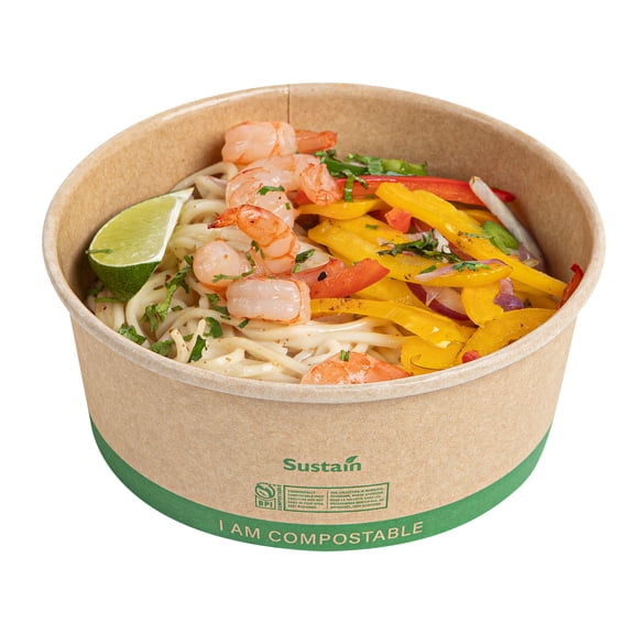 Restaurantware Paper Food Containers 200 Pack Of 25 oz Disposable Round Kraft Salad Bowls BPI-Certified Compostable Stackable Greaseproof Meal Prep Take Out Containers For Soups, Snacks And Desserts