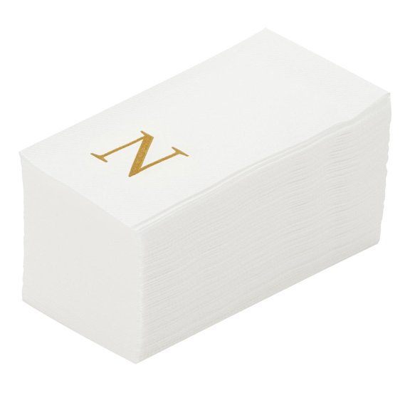 Luxenap Rectangle Silver Letter J White Paper Linen-Feel Guest Towel / Napkin - Air Laid, Sans Serif Font - 15 3/4" x 8" - 2000 count box