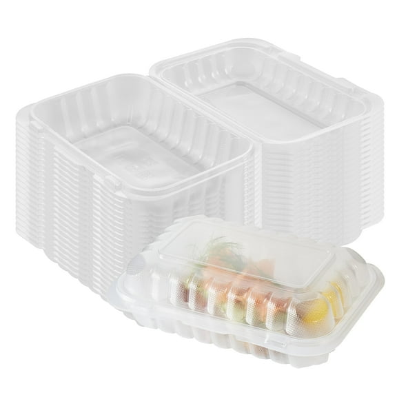 Chef 101 17 oz Square Clear Plastic Clamshell Container - Anti-Fog, Microwavable - 6" x 6" x 3" - 100 count box