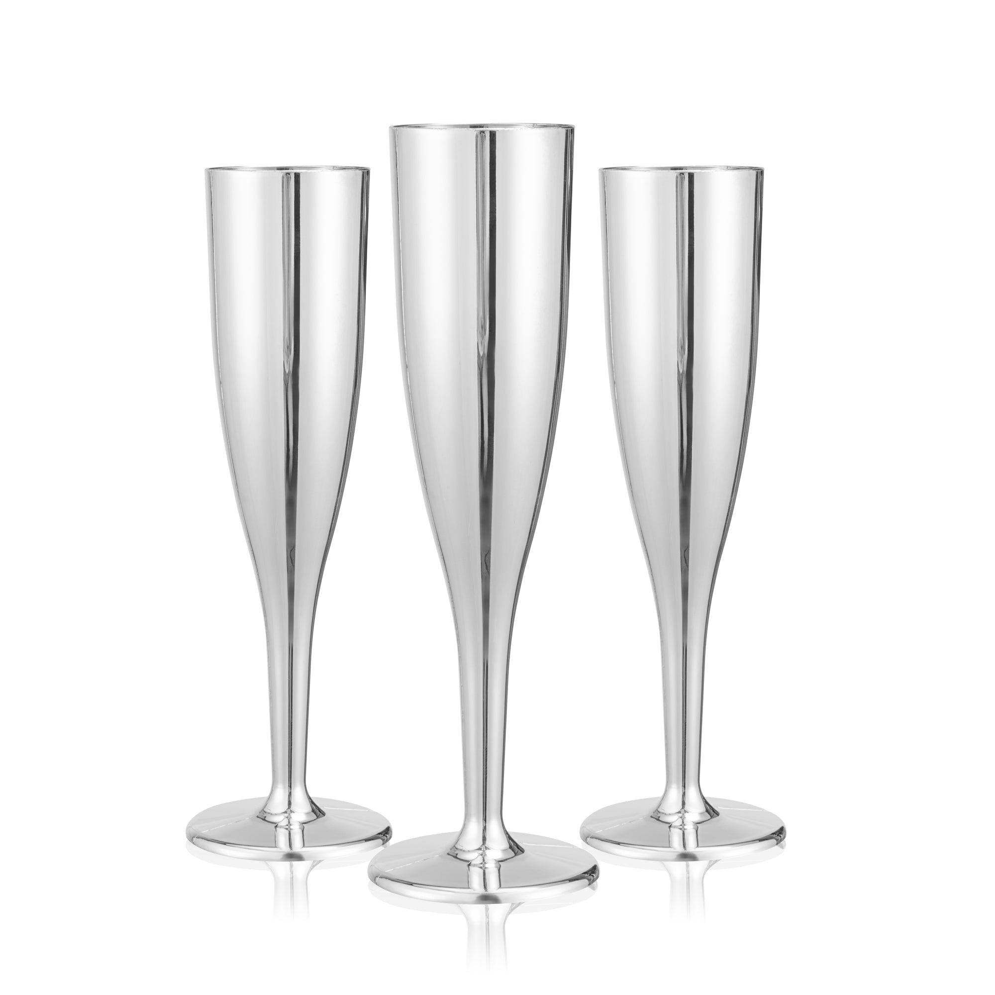 Bev Tek 5 oz Mirrored Plastic Champagne Flute - 2" x 2" x 8" - 100 count box