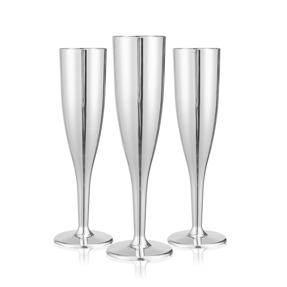 Bev Tek 5 oz Mirrored Plastic Champagne Flute - Vertical Cut - 2" x 2" x 8 1/2" - 100 count box