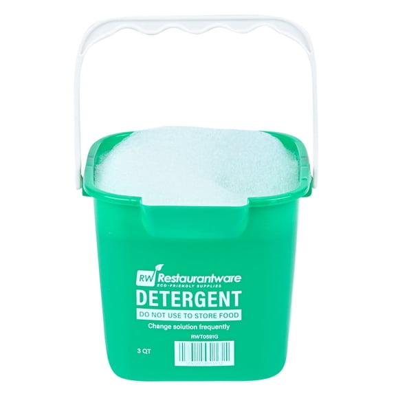 Restaurantware-RW Clean 3 Quart Cleaning Buckets, 10 Detergent Square Buckets - With Measurements, Built-In Spout And Handle, Green Plastic Utility Buckets, For Home Or Commercial Use,