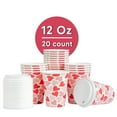 thumbnail image 1 of Restpresso 12 oz Red Christmas Snowflakes Paper Single Wall Coffee Cup - with White Lid - 3 1/2" x 3 1/2" x 4 3/4" - 20 count box, 1 of 11