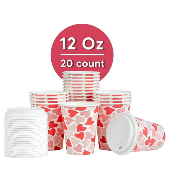 Restpresso 12 oz Blue Christmas Snowflakes Paper Single Wall Coffee Cup - with White Lid - 3 1/2" x 3 1/2" x 4 3/4" - 20 count box