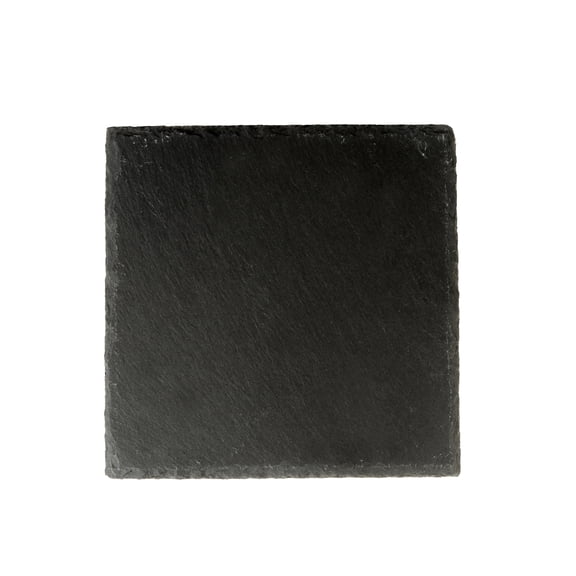 Restaurantware Slate Mini Appetizer Plates 10 Pack of 6" x 6" Foam Feet Charcuterie Stone Plates Rustic Edges Freezable Black Square Serving Display Cheese Boards for Kitchen, Dining, Parties