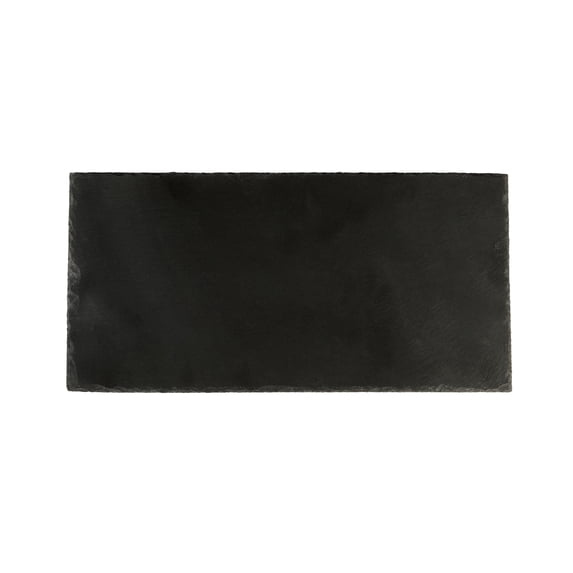 Restaurantware Slate Serving Trays 4 Pack of 11.8" x 6" Foam Feet Charcuterie Stone Plates Rustic Edges Freezable Black Serving Display Cheese Boards for Kitchen, Gourmet, Dining, Parties