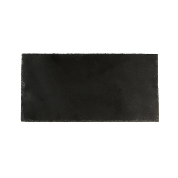 Restaurantware Slate Serving Trays 4 Pack of 11.8" x 6" Foam Feet Charcuterie Stone Plates Rustic Edges Freezable Black Serving Display Cheese Boards for Kitchen, Gourmet, Dining, Parties