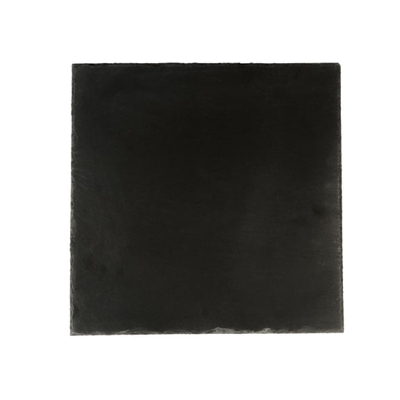 Restaurantware Slate Serving Trays 4 Pack of 12" x 12" Foam Feet Charcuterie Stone Plates Rustic Edges Freezable Black Square Serving Display Cheese Boards for Kitchen, Gourmet, Dining, Parties