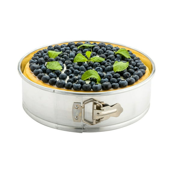Restaurantware Springform Pan - 1 12 x 12 x 3.25 Inch Aluminum Quick-Release Cake Tin - Leakproof Baking Pan With Latch - Silver