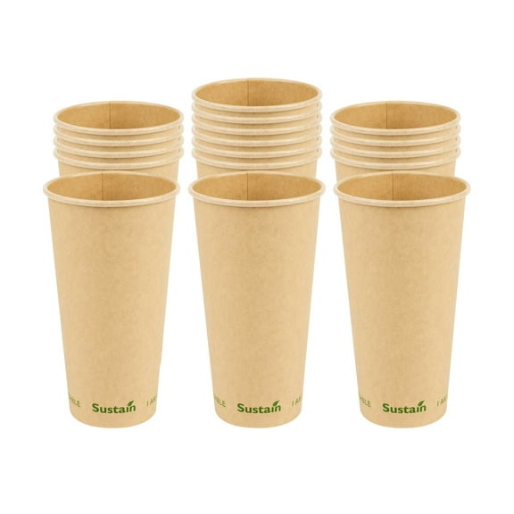Sustain 4 oz Kraft Paper Coffee Cup - PLA Lining, Compostable, Single Wall - 2 1/2" x 2 1/2" x 2 1/4" - 1000 count box