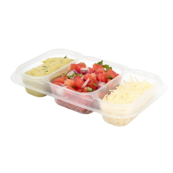 Futura 15 oz Clear Plastic Heavy Duty 2-Compartment Insert Tray - Fits 24, 34 and 44 oz Containers, Microwavable - 100 count box