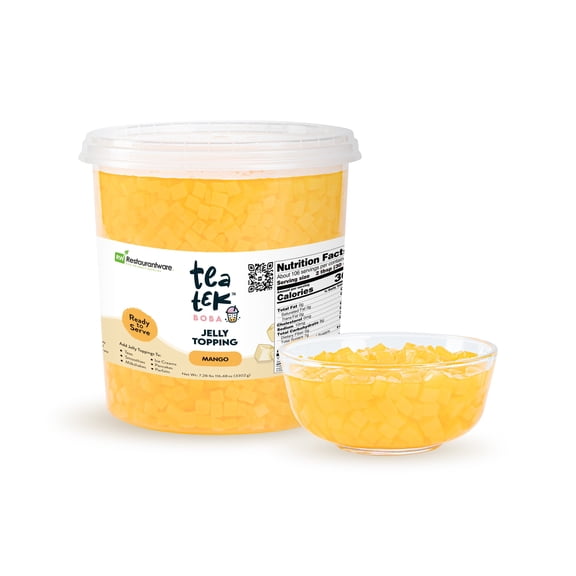Restaurantware-Tea Tek 7.28 Pound Mango Jelly Topping , 4 Mango Boba Jelly Jars - No Cooking Required, For Various Beverages, Edible Topping For Bubble Tea, Smoothies