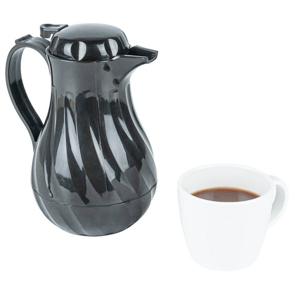Restaurantware Thermal Coffee Carafe Pack of 10 Plastic 20 Ounces Insulated Coffee Server With Ergonomic Handle - Black Coffee Pot With Drip-Free Spout - For Catering, Hot Drinks
