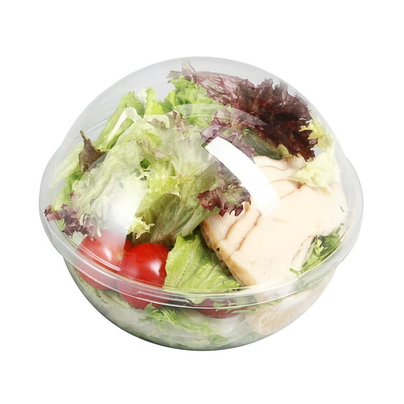 Thermo Tek 28 oz Clear Plastic Sphere Salad Container - with Dome Lid - 6 1/2" x 6 1/2" x 5 1/2" - 500 count box