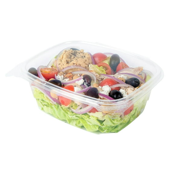 Restaurantware-Thermo Tek 32 Ounce Deli Food Containers, 100 Anti-Fog Hinged Lid Containers - Freezable, Rectangle, Clear Plastic To Go Food Containers, Disposable