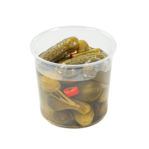 Thermo Tek 8 oz Round Clear Plastic To Go Deli Container - 4 1/2" x 4 1/2" x 1 1/2" - 100 count box